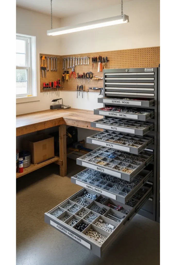Labeled Drawer Cabinets for Small Parts