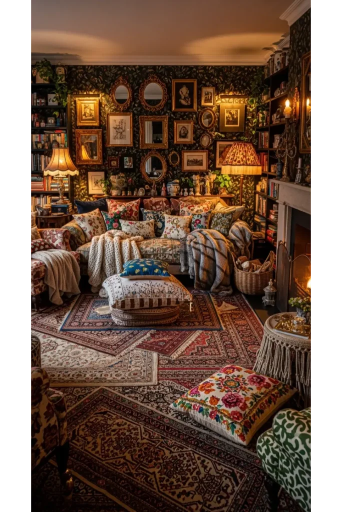 9 Maximalist Decor Ideas To Revamp Your Boring Space 3 Layer Rugs and Fabrics for Depth