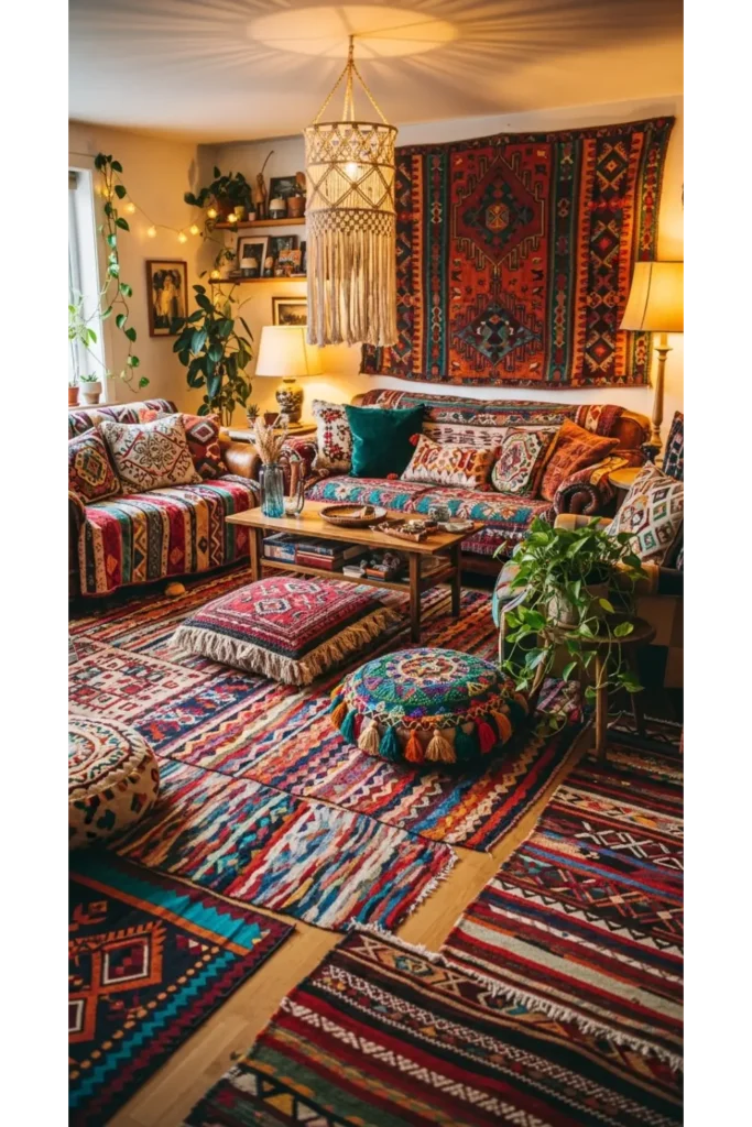 Layered Textiles in Vibrant Tones