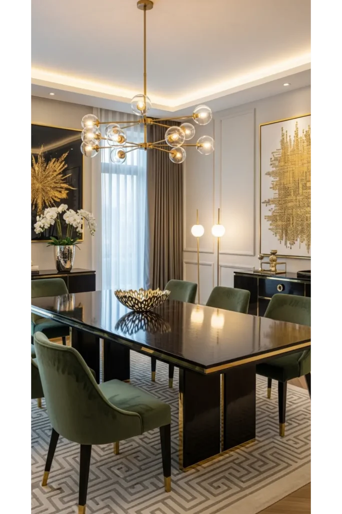 Luxury Dinning Table Ideas For Elegant Homes 23 16 Metallic Accent Dining Table