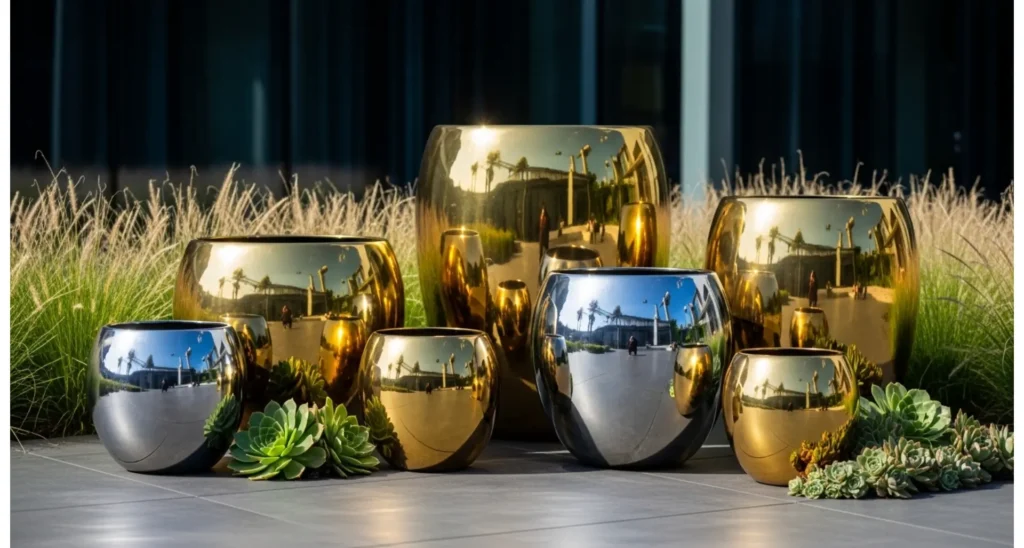 Metallic Finish Painted Flower Pots