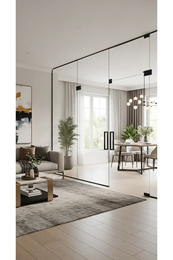 Living Room Partition Glass Design Interiors 23 Ideas 24 Minimal Frame Glass Divider