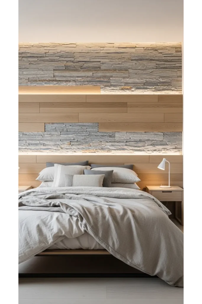 Modern Bedroom Decor Ideas 2026 23 Cozy Upgrades 8 Mixed Material Feature Walls
