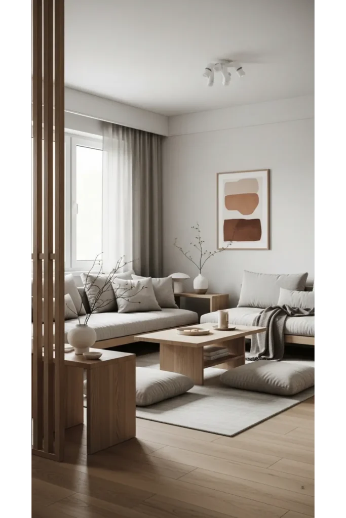 Aesthetic Living Room Decor Without Sofa Ideas 23 22 Modern Japandi Style Seating