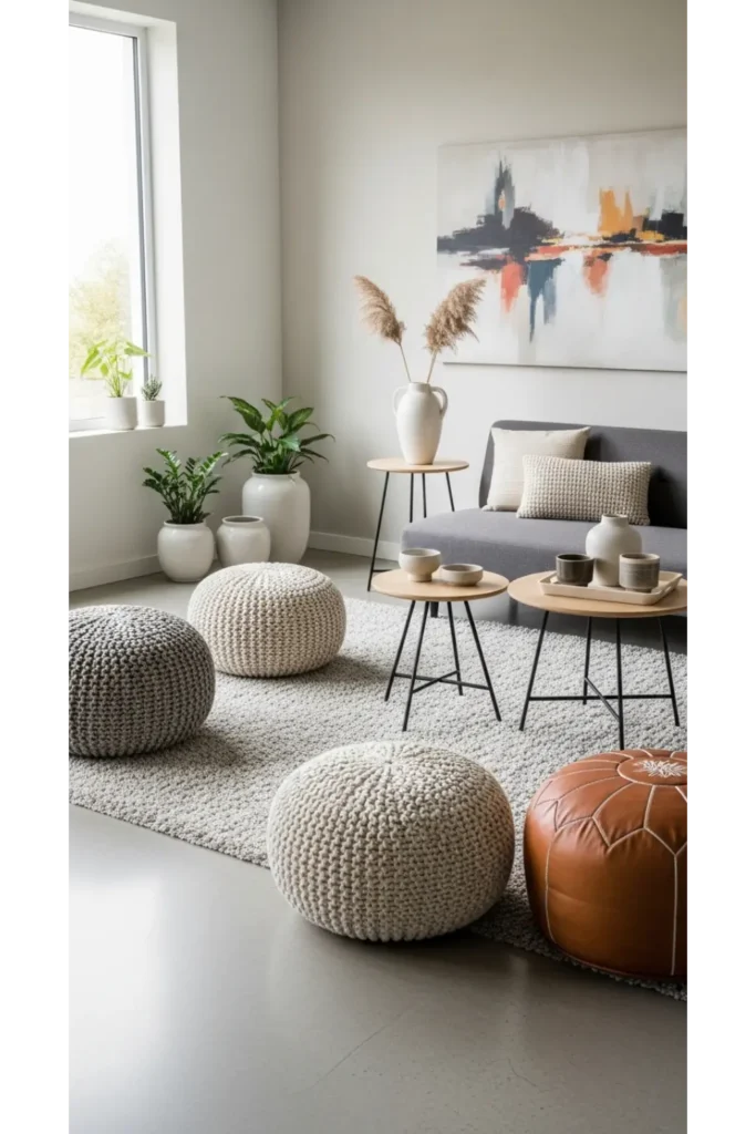 Aesthetic Living Room Decor Without Sofa Ideas 23 8 Multi Functional Pouf Seating
