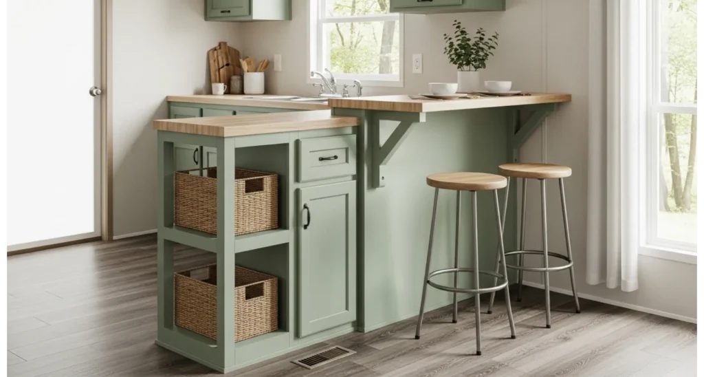 23 Singlewide Mobile Home Ideas That Save Space 23 Multi Use Kitchen Island