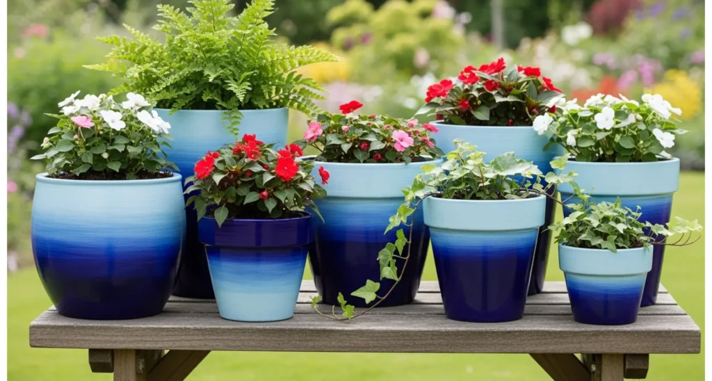 Ombre Fade Painted Flower Pots