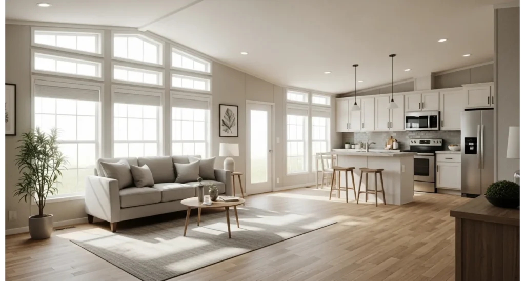 23 Singlewide Mobile Home Ideas That Save Space 2 Open Concept Living Area