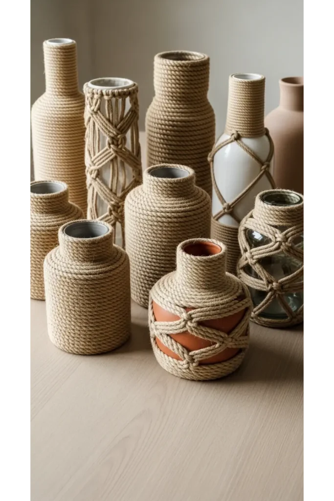 Rope Wrapped Vases