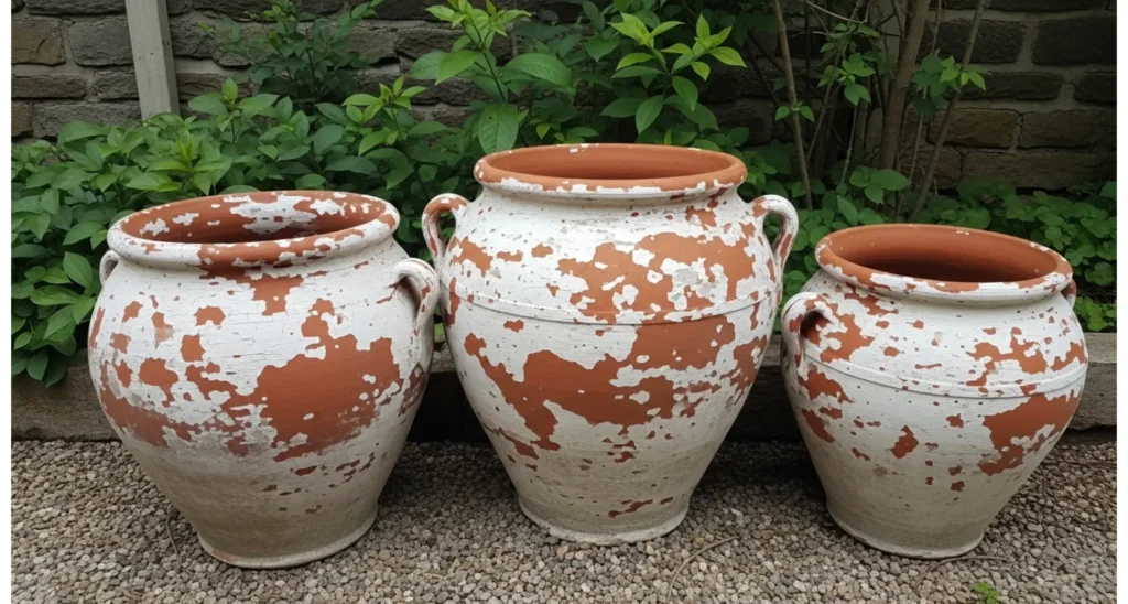 Rustic Distressed Painted Flower Pots