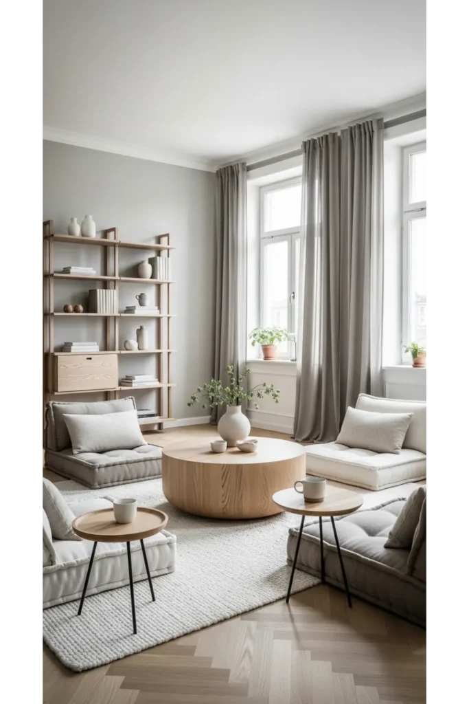 Aesthetic Living Room Decor Without Sofa Ideas 23 6 Scandinavian Low Seating Layout