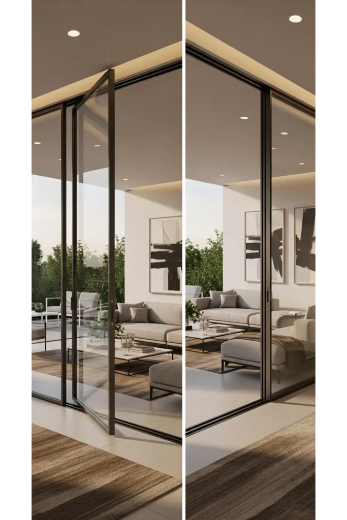 Living Room Partition Glass Design Interiors 23 Ideas 4 Sliding Glass Panels