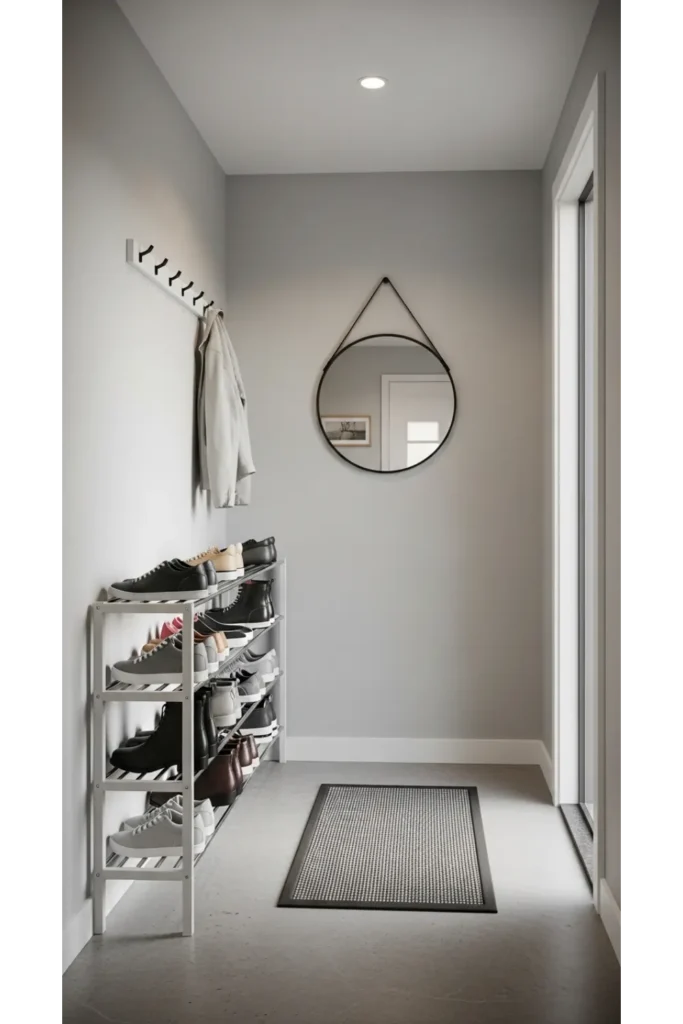 Slim Shoe and Utility Rack Near Entry