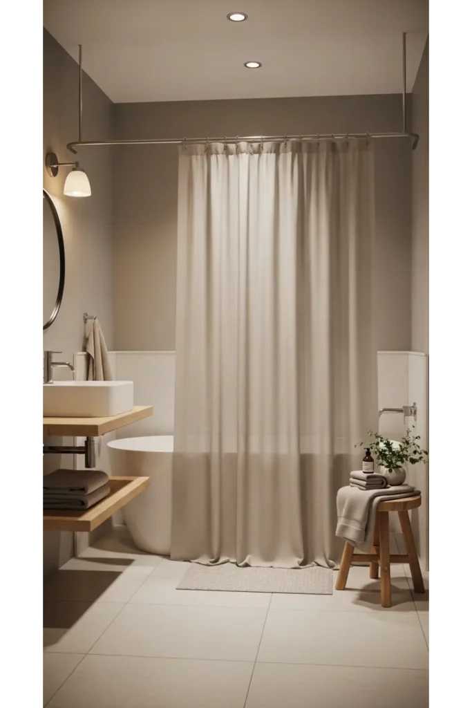 30 Magical Bathroom Ideas to Save Today 24 Soft Curtain Divider