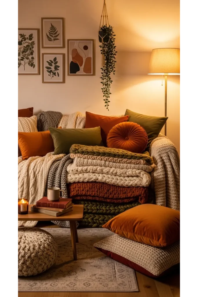 Aesthetic Living Room Decor Without Sofa Ideas 23 23 Soft Lounge with Throw Layers