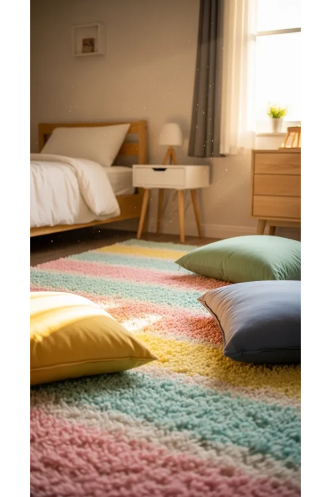 18+ Enchanting Princess Bedroom Ideas for Kids 11 Soft Rug Wonderland