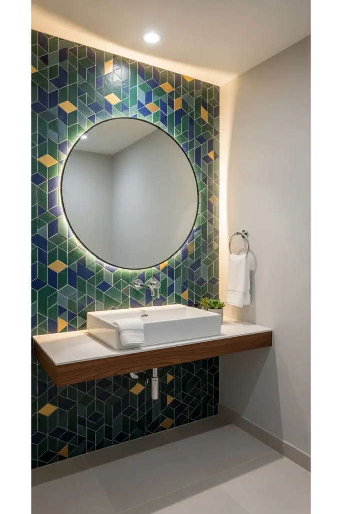 30 Magical Bathroom Ideas to Save Today 3 Statement Tile Wall
