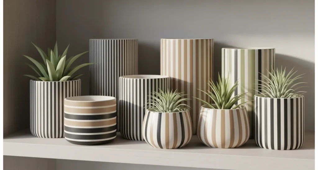  Striped Pattern Painted Flower Pots
