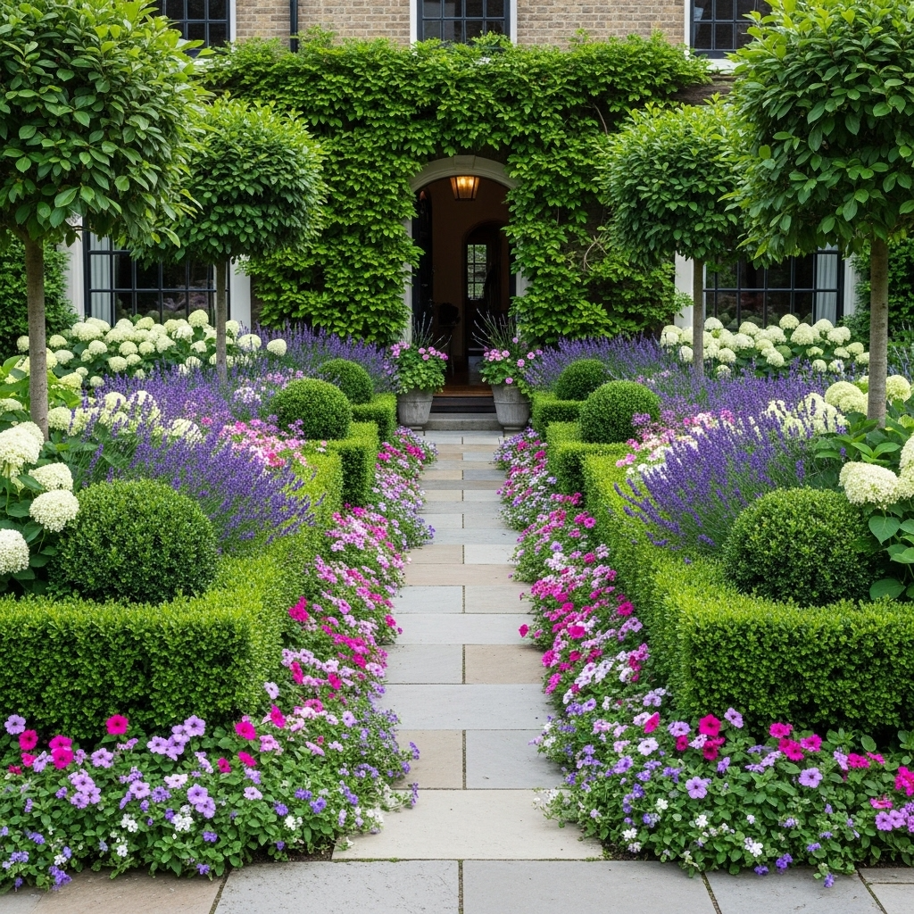 Symmetrical Foundation Planting