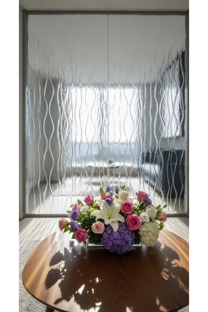Living Room Partition Glass Design Interiors 23 Ideas 18 Textured Glass Divider