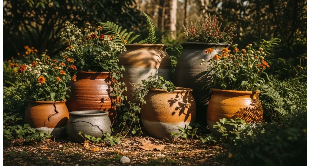Textured Sand Finish Painted Flower Pots