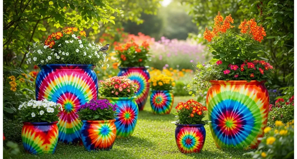 Tie-Dye Painted Flower Pots