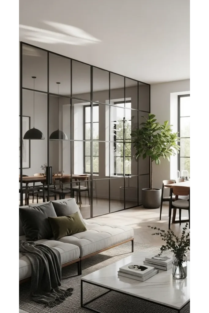 Living Room Partition Glass Design Interiors 23 Ideas 9 Tinted Glass Partition