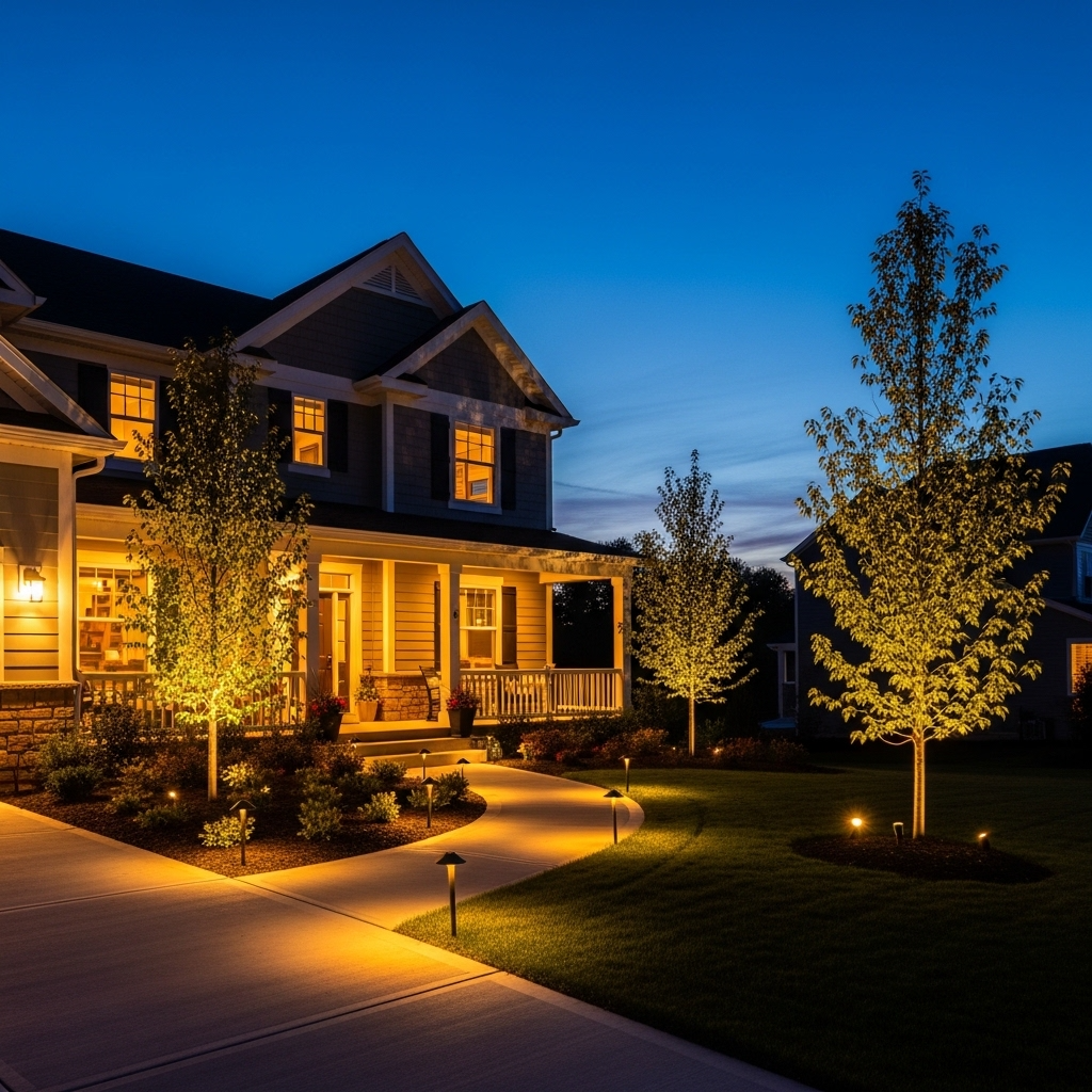 Warm Outdoor Lighting for Evening Curb Appeal