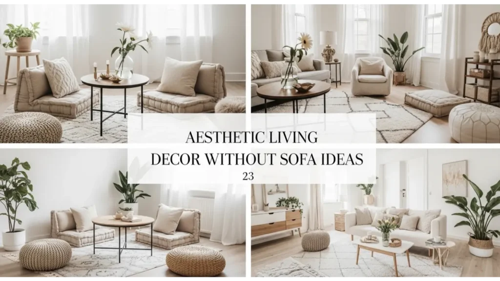 aesthetic living room decor without sofa